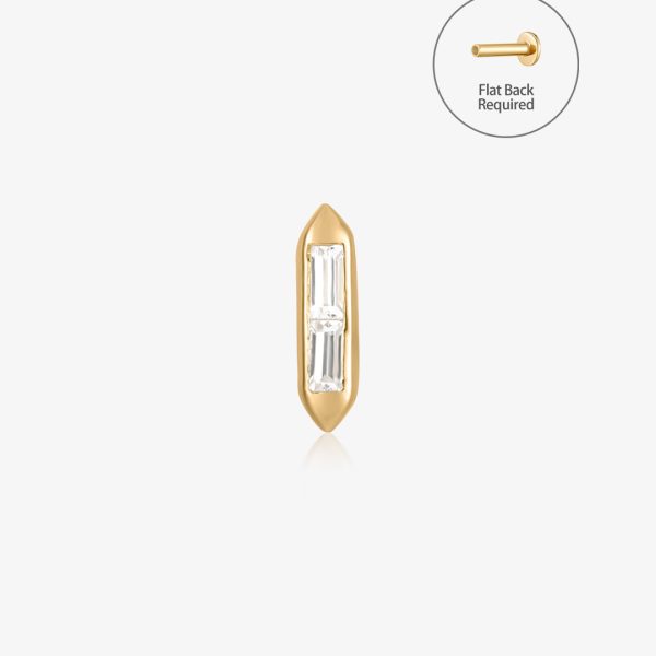 SYDNEY | Baguette White Sapphire Threadless Flatback Earring