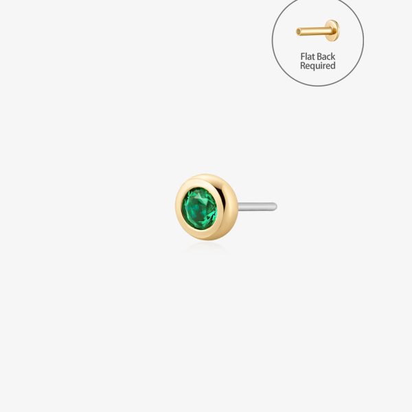 SHALOM | Lab Grown Emerald Threadless Flatback Earring