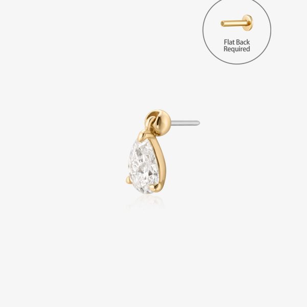 ARABELLA | Pear Lab Grown Diamond Dangle Threadless Flatback Earring