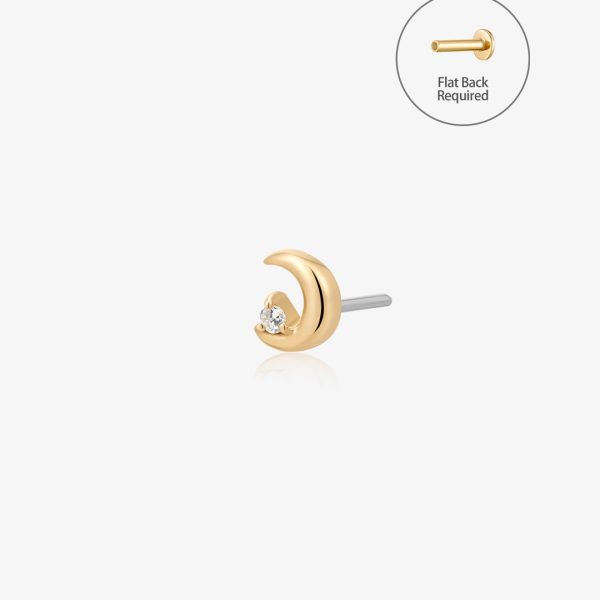 LIORA | Half Moon Lab Grown Diamond Threadless Flatback Earring