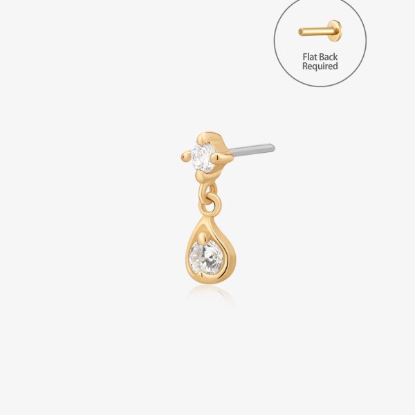 ECHO | Dangle Double Lab Grown Diamond Threadless Flatback Earring