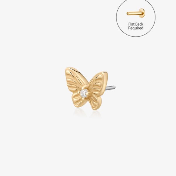 MARIPOSA | Lab Grown Diamond Accent Butterfly Threadless Flatback Earring