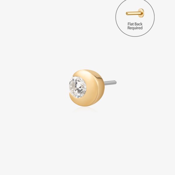 ZINNIA | Bezel Half Moon Lab Grown Diamond Threadless Flatback Earring