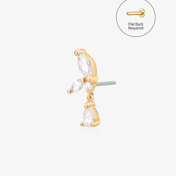 LEONA | Marquise Dangle Lab Grown Diamond Threadless Flatback Earring