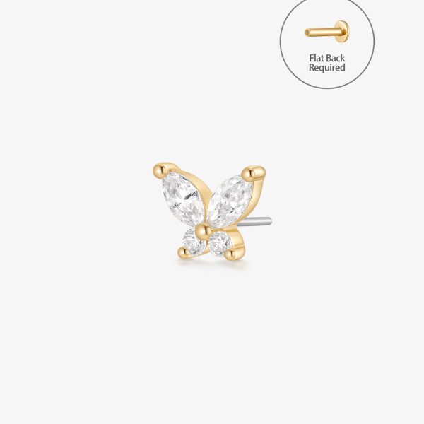 CASSANDRA | Marquise Lab Grown Diamond Butterfly Threadless Flatback Earring