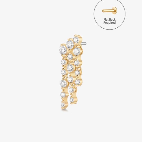 OSUPA | 3-Row Dangling Lab Grown Diamonds Threadless Flatback Earring