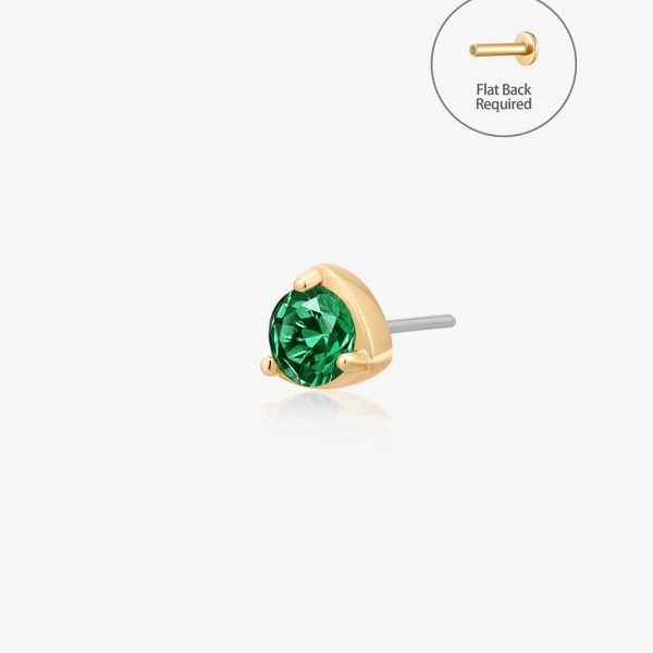 VERDE | Lab Grown Emerald Threadless Flatback Earring
