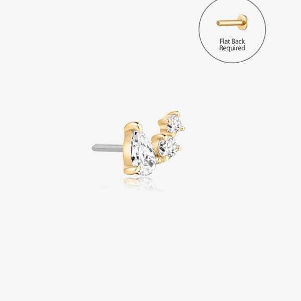 Curved Pear & Round Lab-Grown Diamond Threadless End