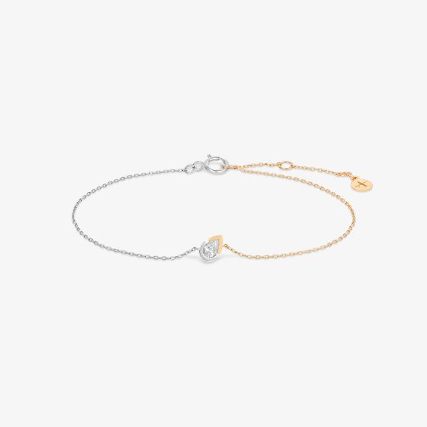 SANILIA | Two-Tone Bezel Pear Lab Grown Diamond Bracelet