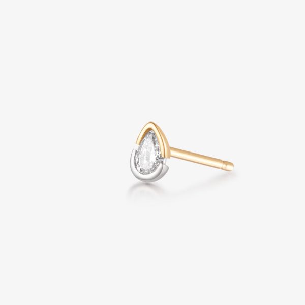 SANILIA | Two-Tone Bezel Pear Lab Grown Diamond Stud Earring
