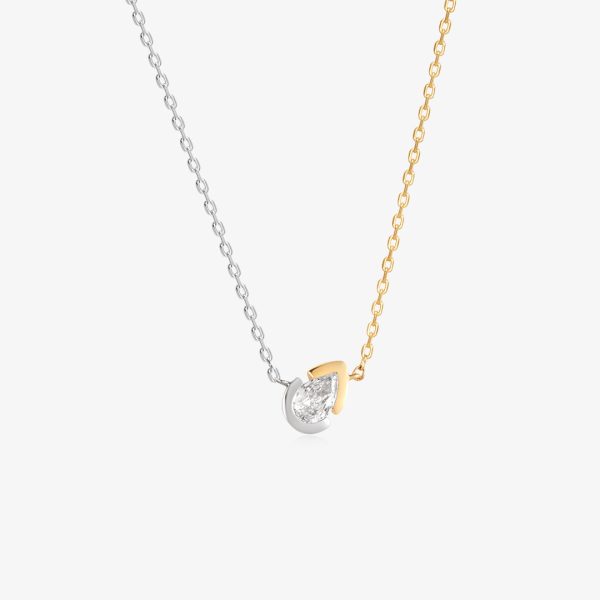 SANILIA | Two-Tone Bezel Pear Lab Grown Diamond Pendant Necklace