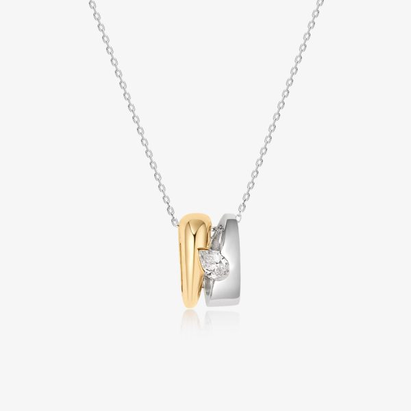 SANILIA | Two-Tone Bezel Pear Lab Grown Diamond Necklace