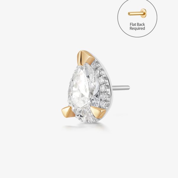 Pear Lab Grown Diamond Threadless Flatback Earring (0.5 ct. tw.)