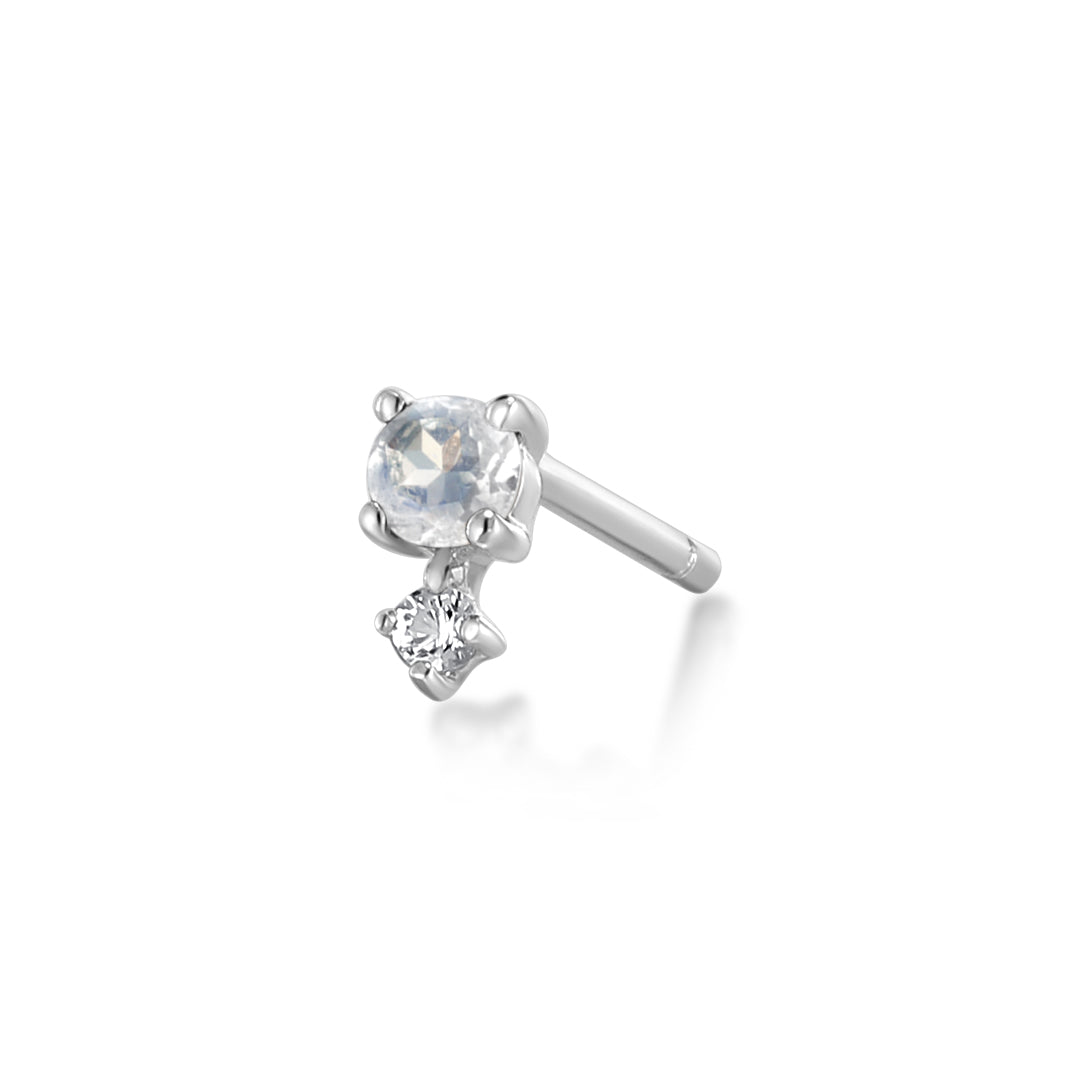 March Birthstone | Aquamarine and White Sapphire Stud Earring - Image 6