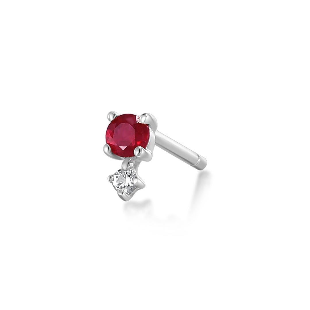 July Birthstone | Ruby and White Sappphire Stud Earring - Image 5