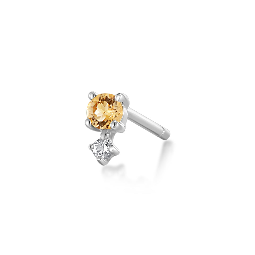 November Birthstone | Citrine and White Sapphire Stud Earring - Image 5